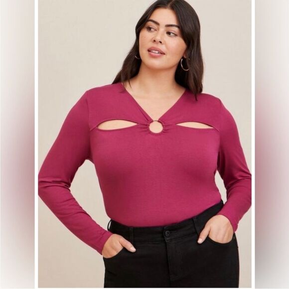 Torrid Super Soft O-Ring Detail And Cutouts Long Sleeve Top - Picture 1 of 6